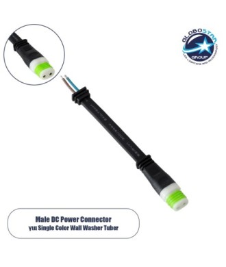 GLOBOSTAR® WWCONNECTOR 90713 2 Pin Σύνδεσμος Τροφοδοσίας για Wall Washers & Προβολείς με Είσοδο 2 x 0.5mm2 & Έξοδο 1 x Αρσενικό Βύσμα Αδιάβροχο IP65 - Μαύρο - Μ15.5 x Π1.5 x Υ1.2cm